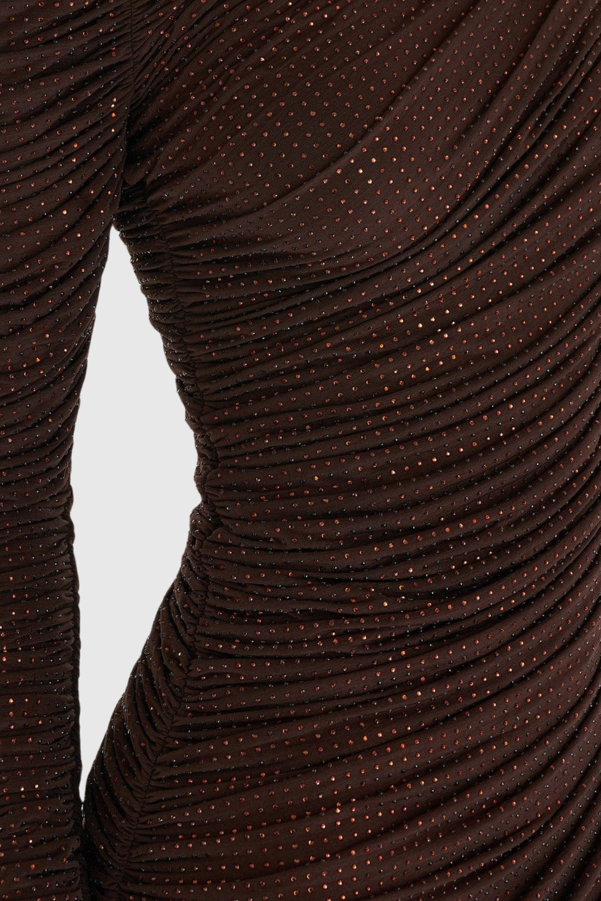 Duana Asymmetric Rhinestone Drawstring Maxi Dress