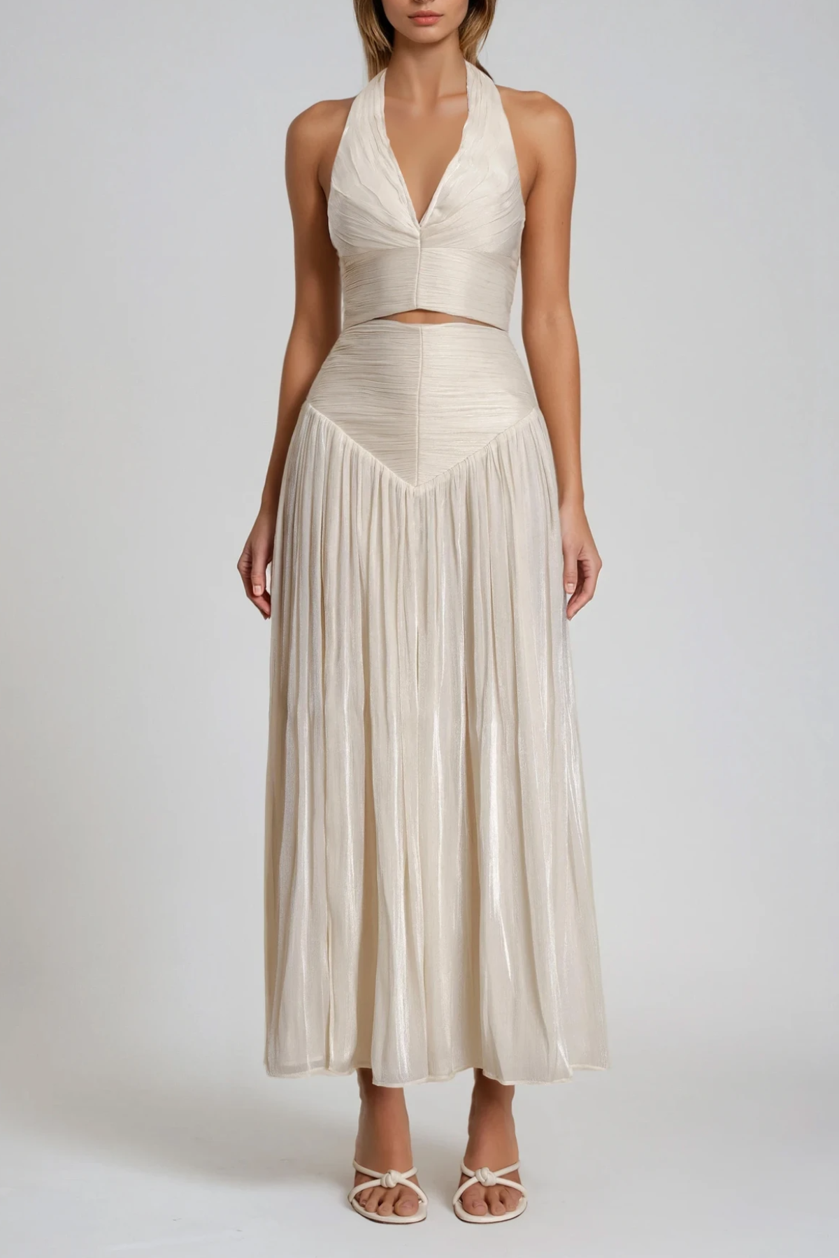 Drystan Halter Neck Front Ruch Skirt Set