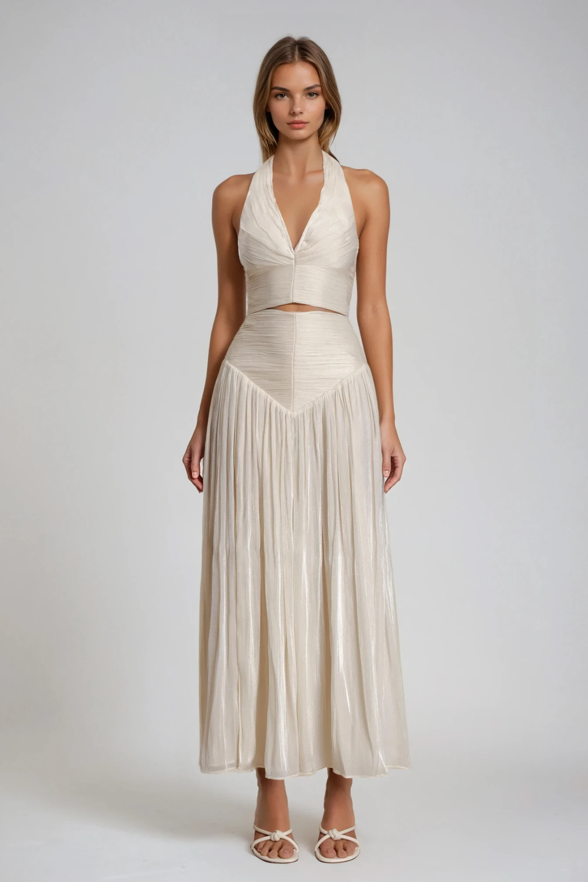 Drystan Halter Neck Front Ruch Skirt Set