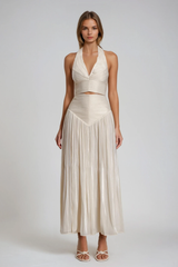 Drystan Halter Neck Front Ruch Skirt Set