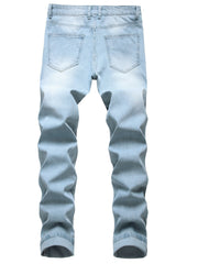 Mens Embroidered Stretch Slim Fit Jeans - Comfortable, Soft, and Durable Denim Pants with Unique Pattern Design - Perfect for Casual Wear