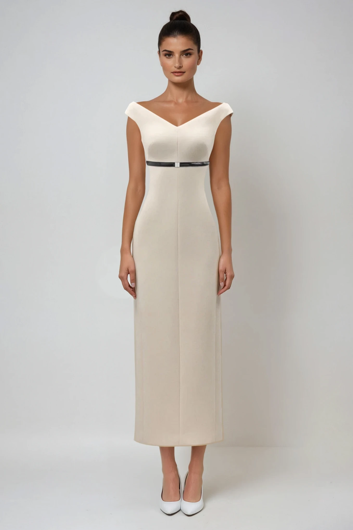 Domagoj Off Shoulder Bodycon Maxi Dress In Apricot