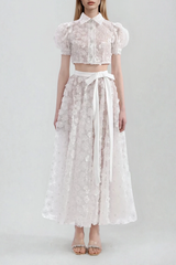 Djamila Sequin Flower Crop Skirt Set