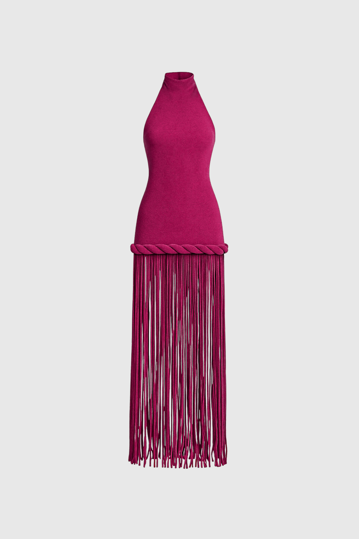 Dorel Halter Neck Twist Fringe Maxi Dress