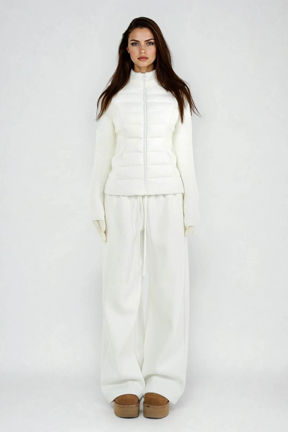 Donatello Drawstring Straight Pants In White