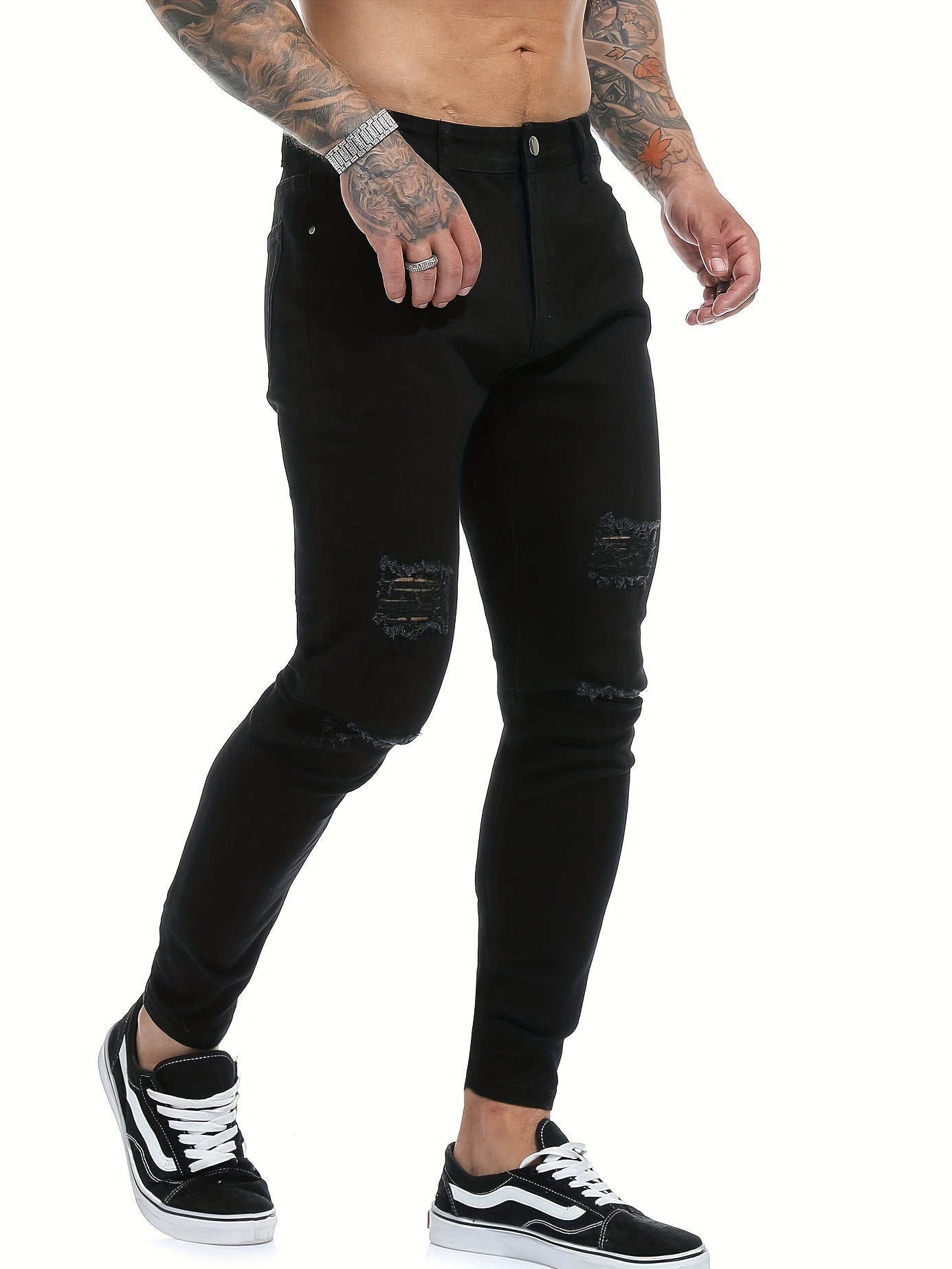 Men's Super Tight High Stretch Ripped Jeans