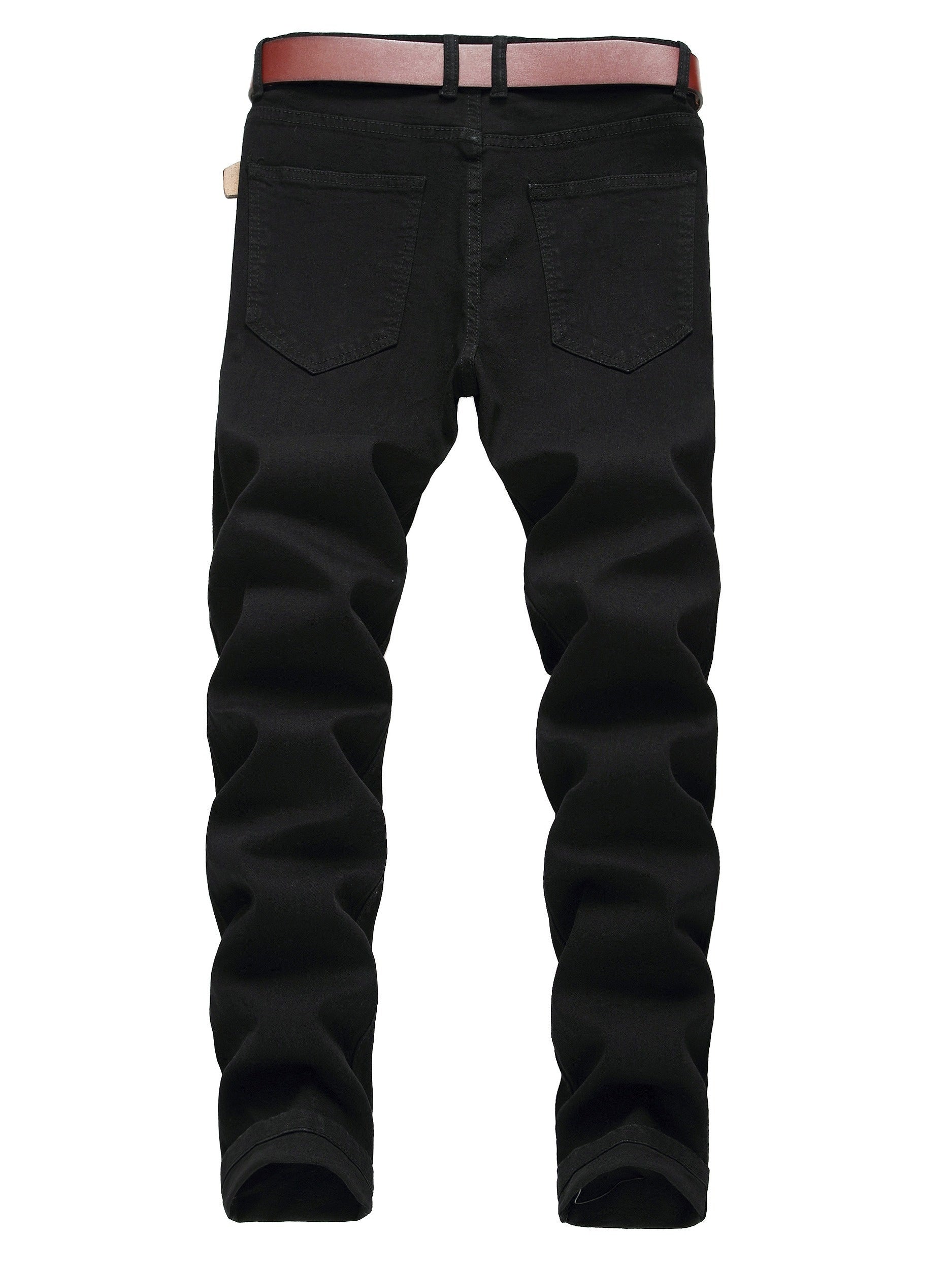Stretch stretch pants for men's black ripped jeans