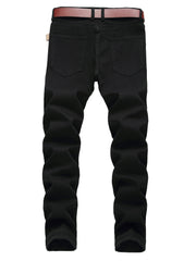 Stretch stretch pants for men's black ripped jeans