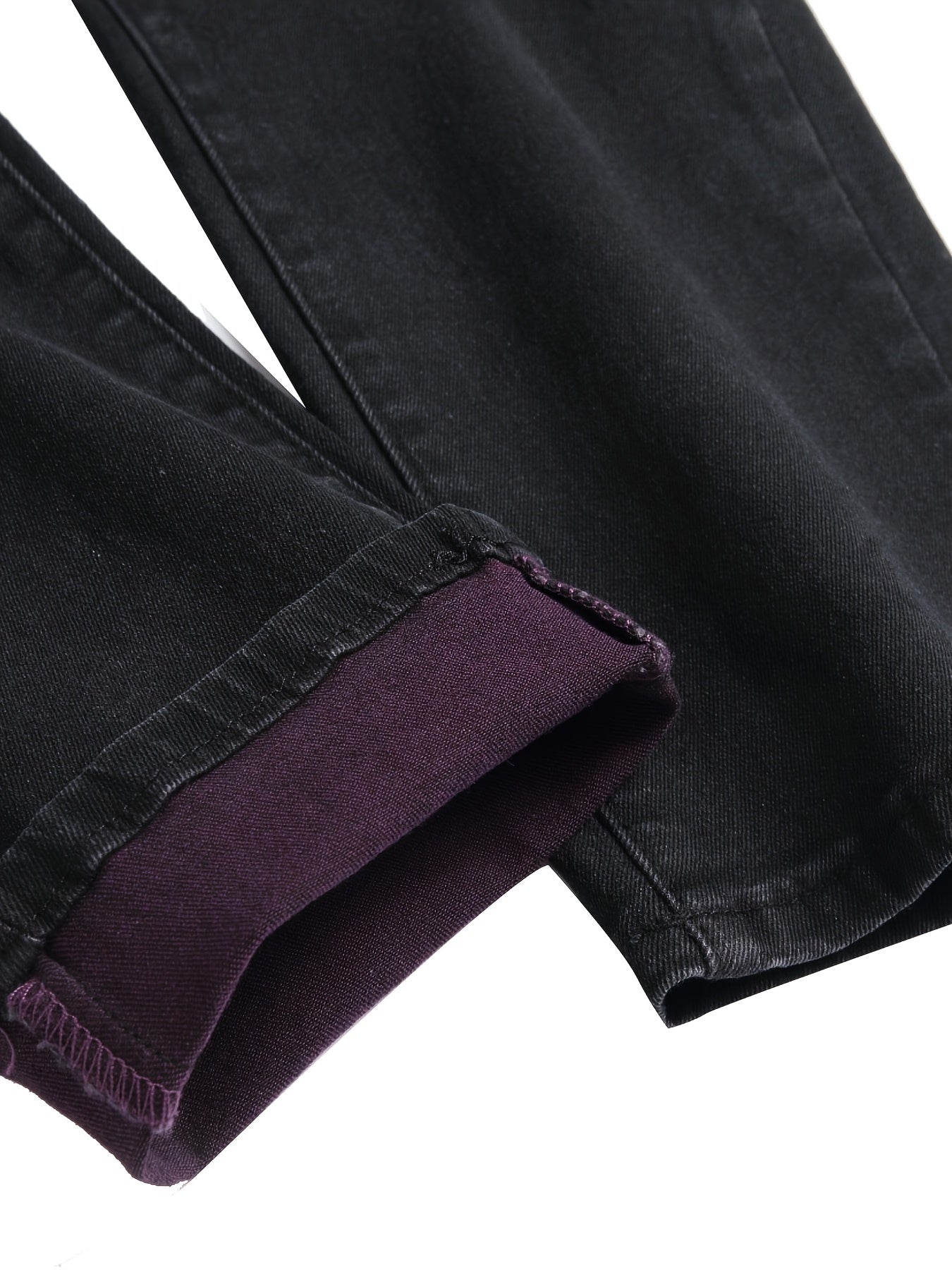 Men'S Purple And Black Distressed Denim Jeans