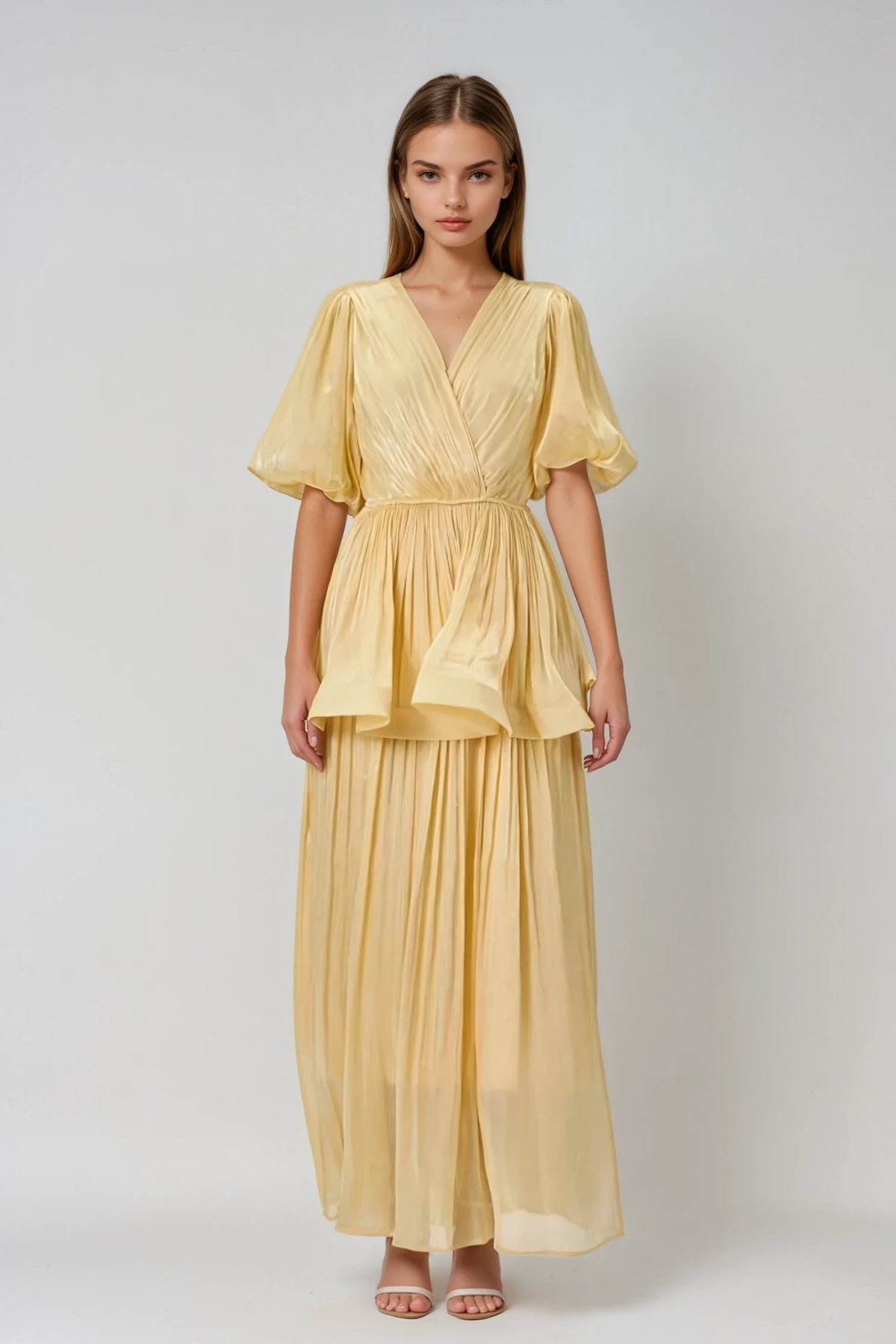 Christos Ruch Balloon Sleeve Skirt Set