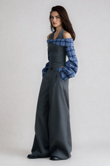 Drogo Halter Neck Grid Pants Set