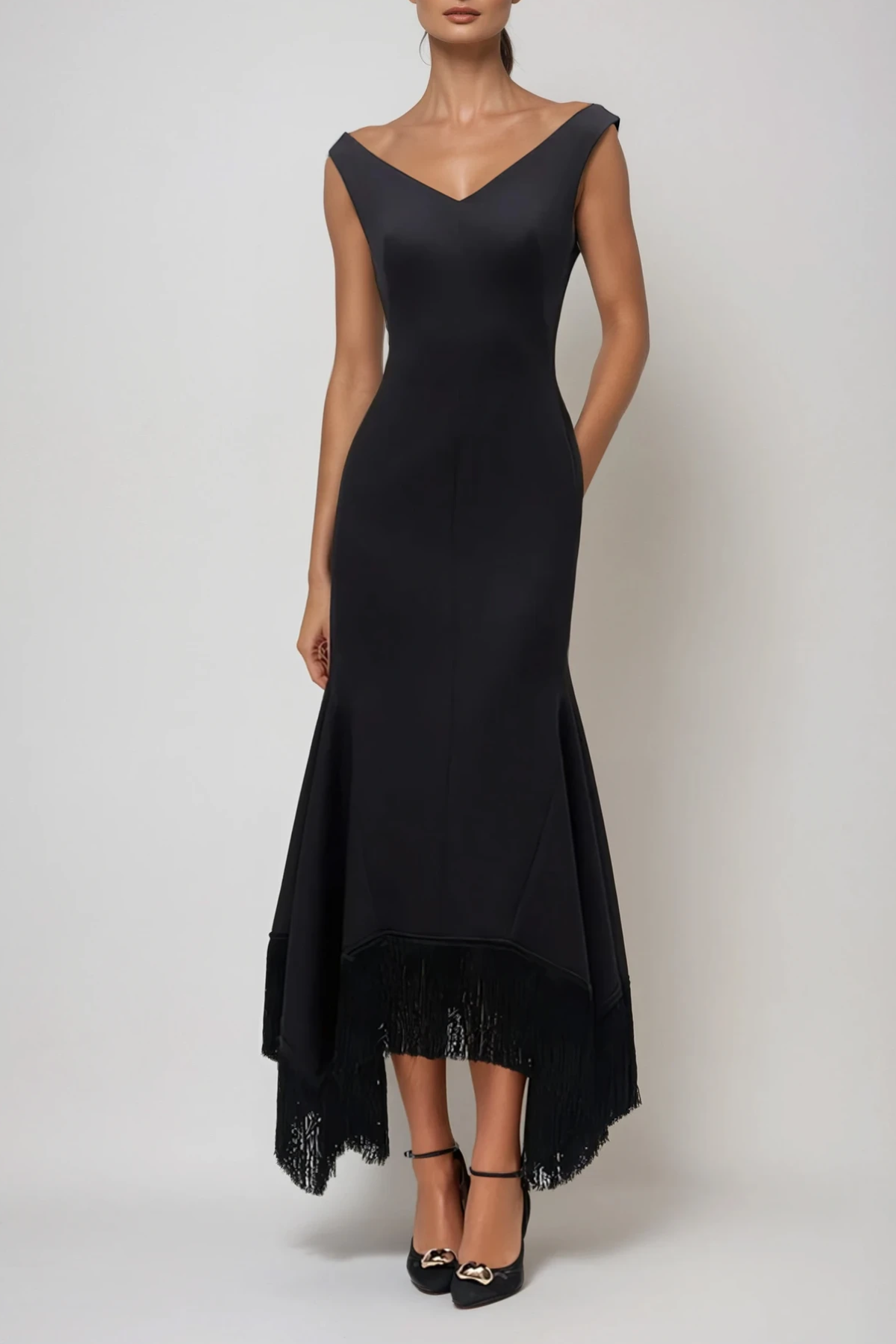 Domas Off Shoulder Fringe Maxi Dress