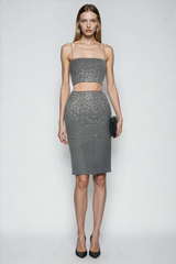 Domnius Spaghetti Rhinestone Top