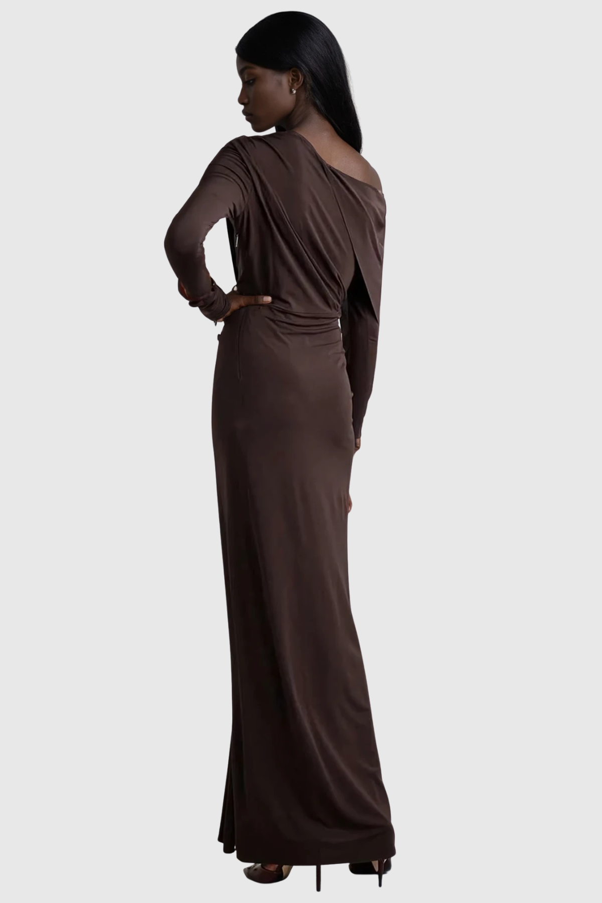 Dhruv One Shoulder Ruch Split Maxi Dress