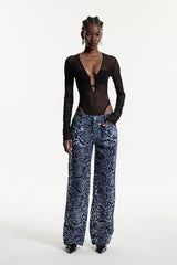 Chlodulf Flower Cutout Jeans In Dark Wash