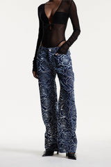 Chlodulf Flower Cutout Jeans In Dark Wash