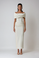 Diamantis Off Shoulder Ruch Maxi Dress