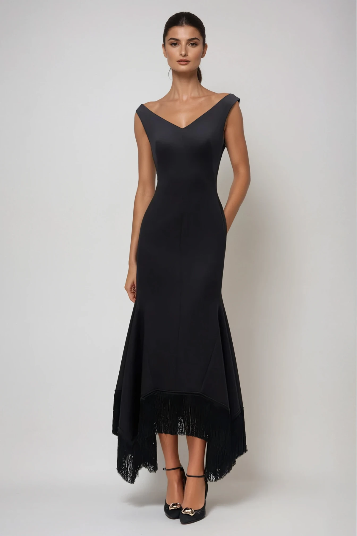 Domas Off Shoulder Fringe Maxi Dress