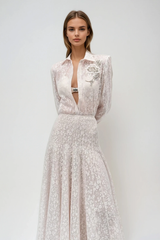 Du Embroidered Floral Lace Skirt Set