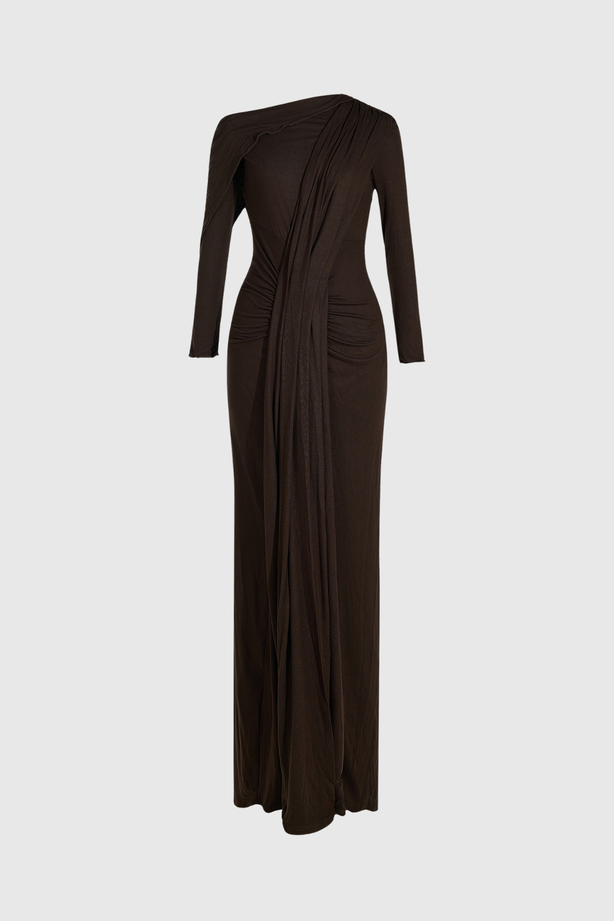 Dhruv One Shoulder Ruch Split Maxi Dress