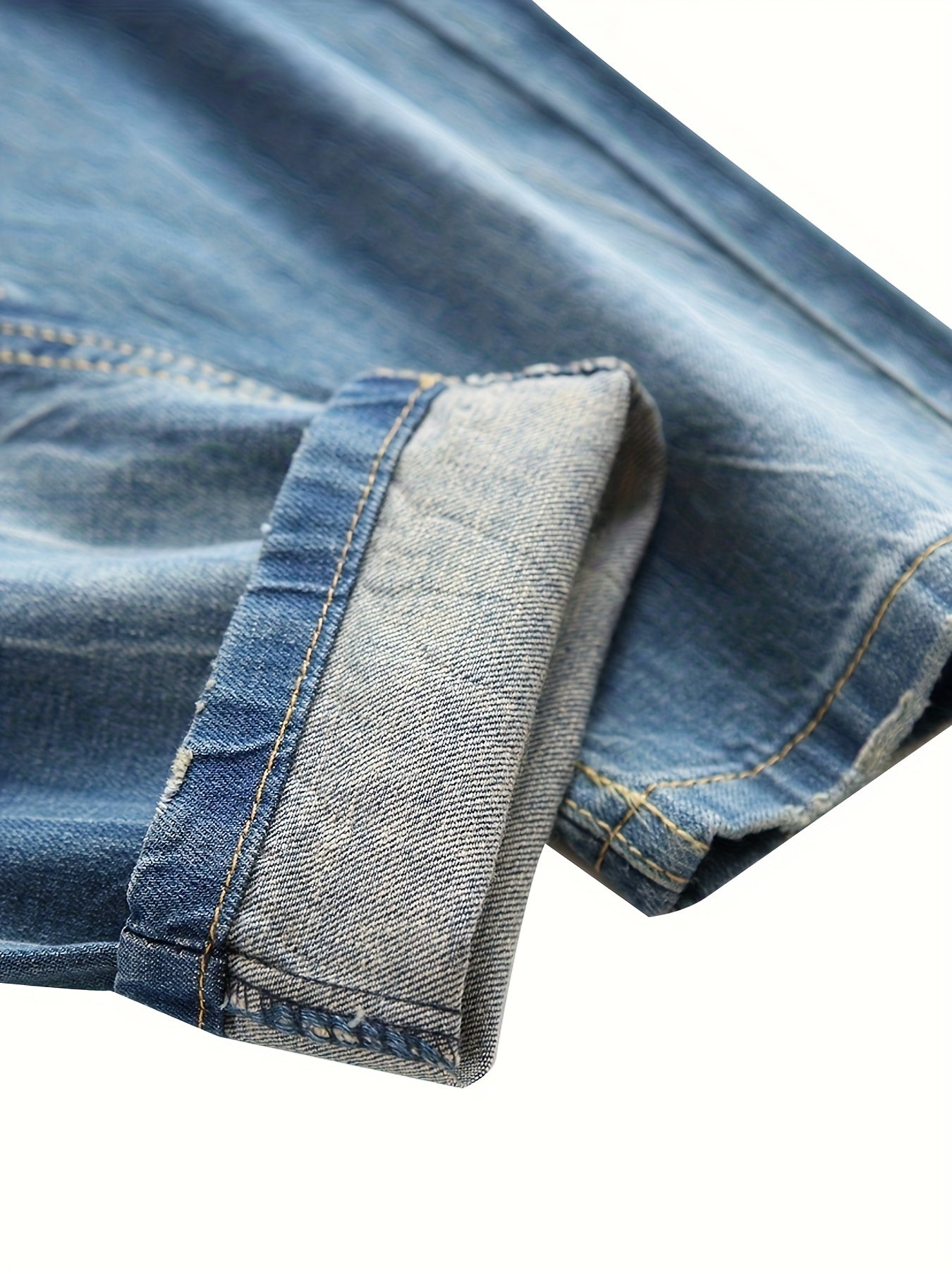 Men's Light Blue Slim-Fit Ripped Jeans - Distressed Streetwear Denim with Pre-Designed Tears, Machine Washable & Built- Zipper for Easy Wear, All-Season Casual Pants for Teens & Young Adults, Teenage Fashion, Streetstyle Clothing, Midwash Denim