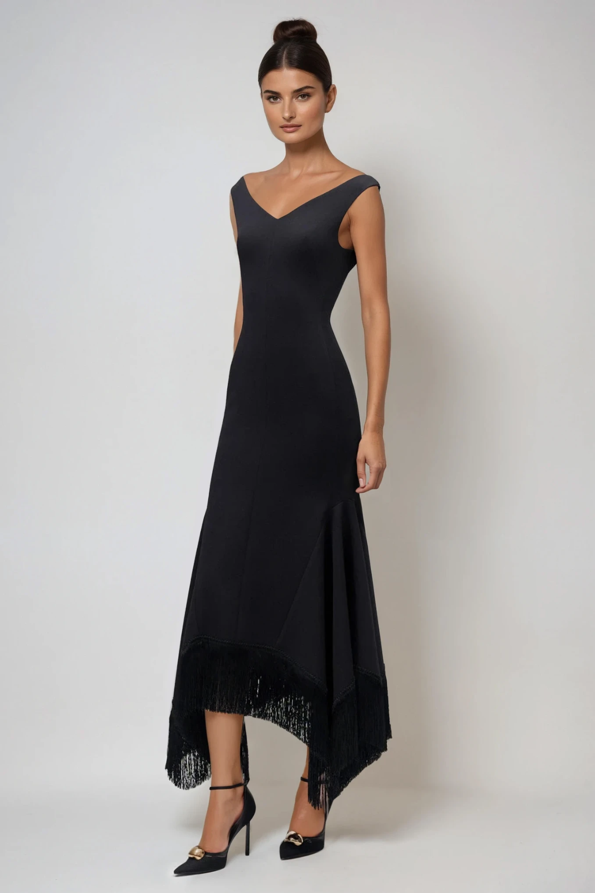 Domas Off Shoulder Fringe Maxi Dress
