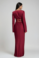 Bowie Long Sleeve Lace Plunge Maxi Dress