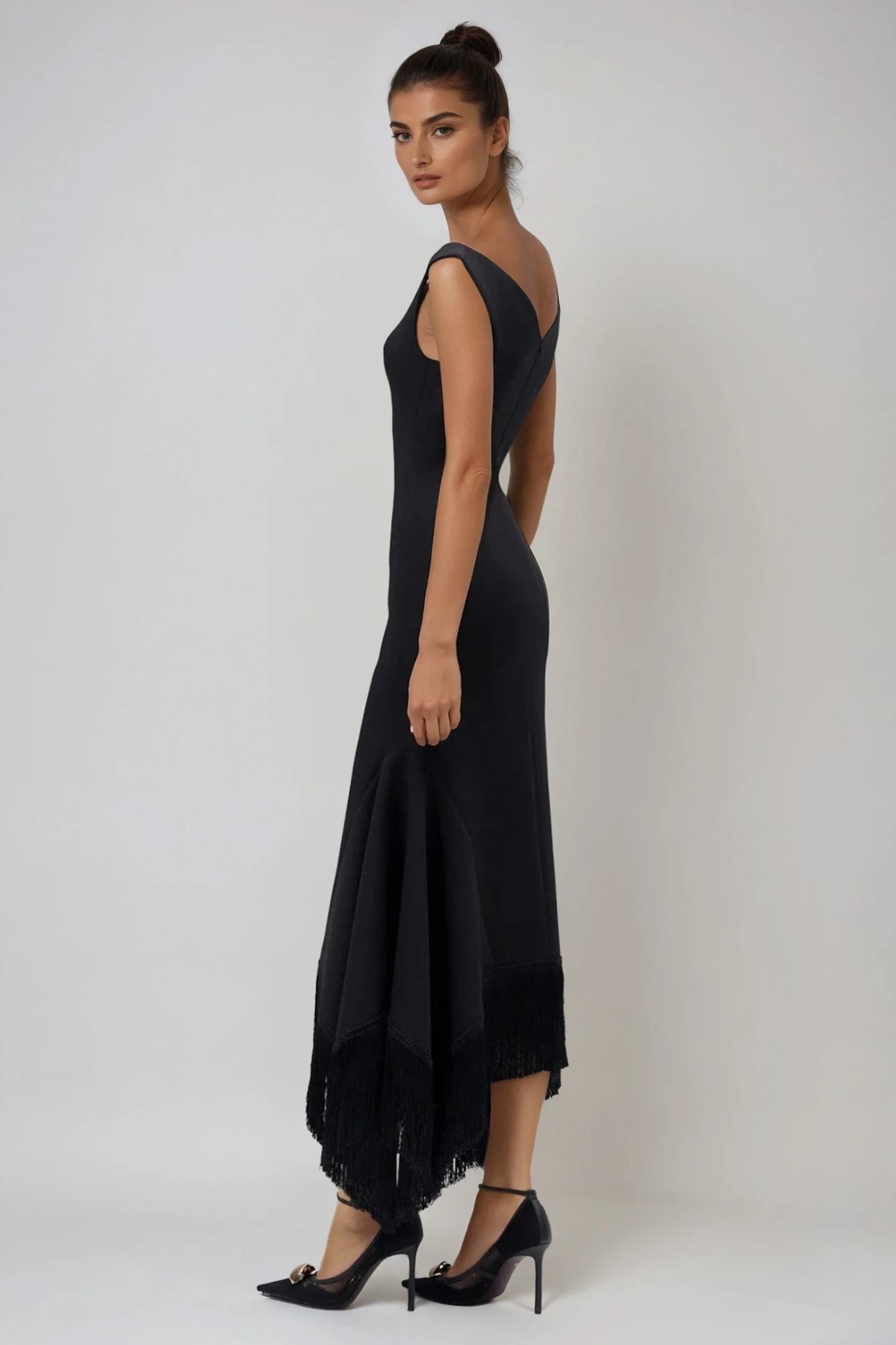 Domas Off Shoulder Fringe Maxi Dress