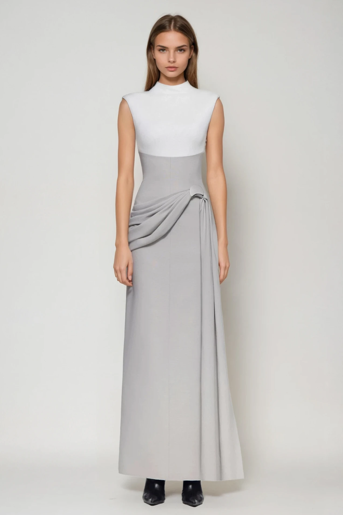 Dimitrije Sleeveless Colorblock Ruch Maxi Dress
