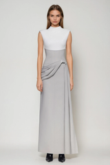 Dimitrije Sleeveless Colorblock Ruch Maxi Dress