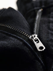 Men's black ripped slim jeans blue ripped trousers