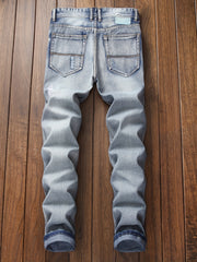 Men's Jeans; Ripped Embroidered Jeans; Fashionable Casual Men's Denim Trousers.