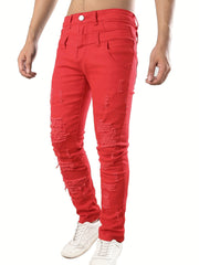 Tight Jeans with Holes Men's Slim And Tight Jeans With Holes In The Top