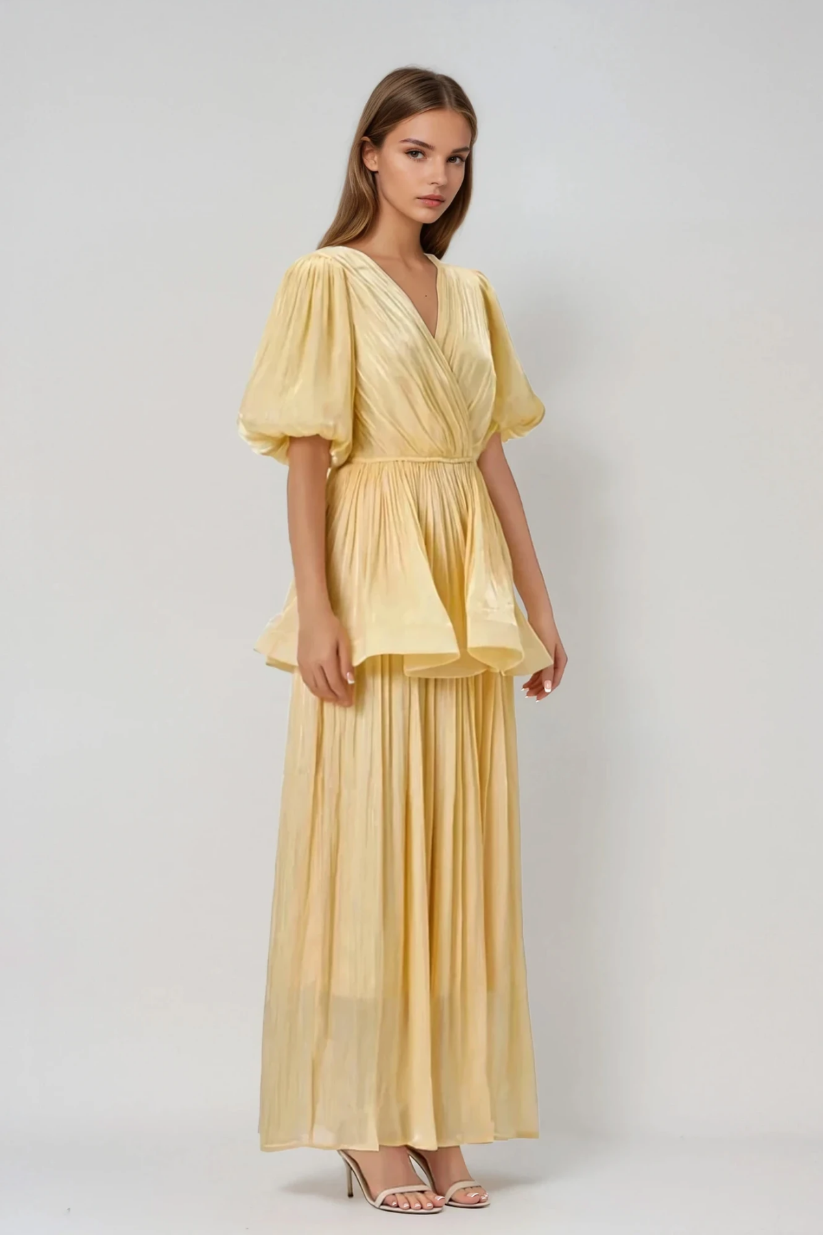 Christos Ruch Balloon Sleeve Skirt Set