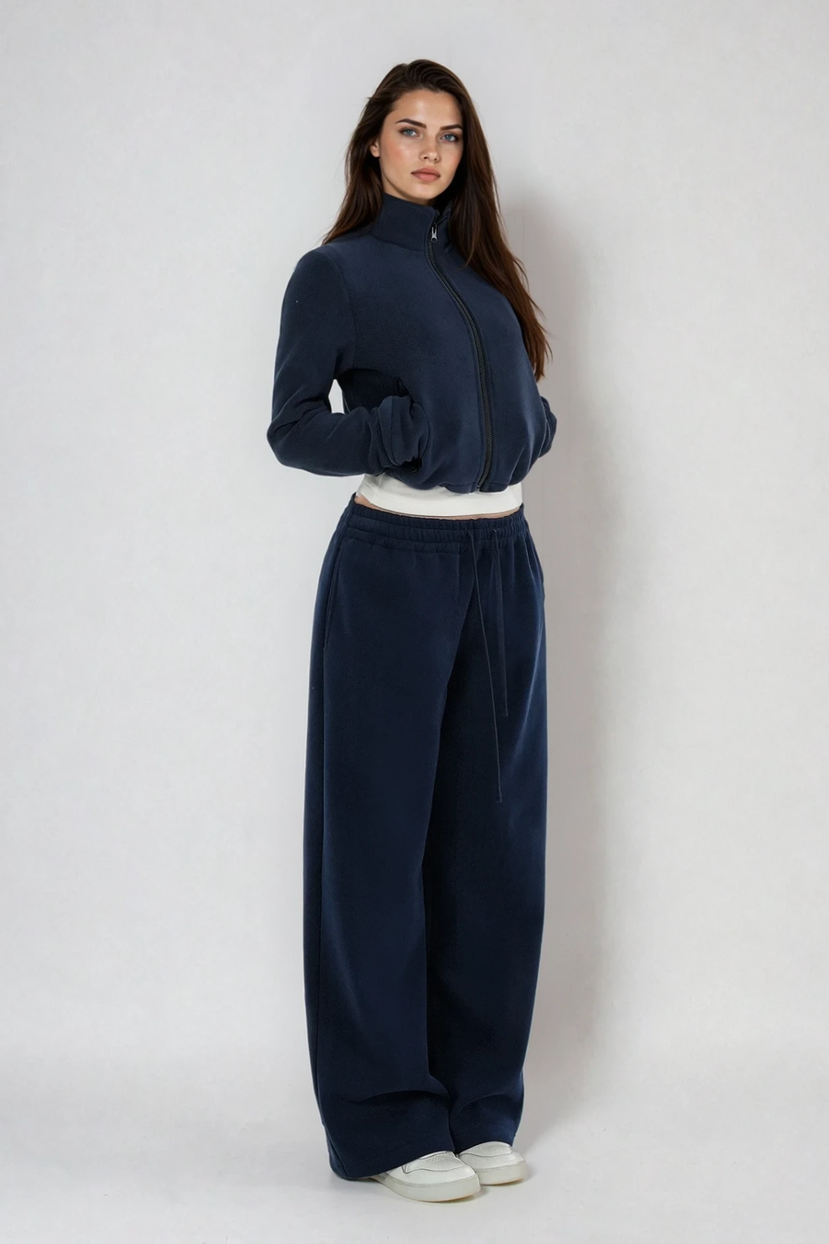 Donatello Drawstring Straight Pants In Navy