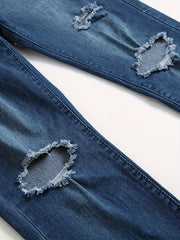 Ripped Zipper Jeans For Men