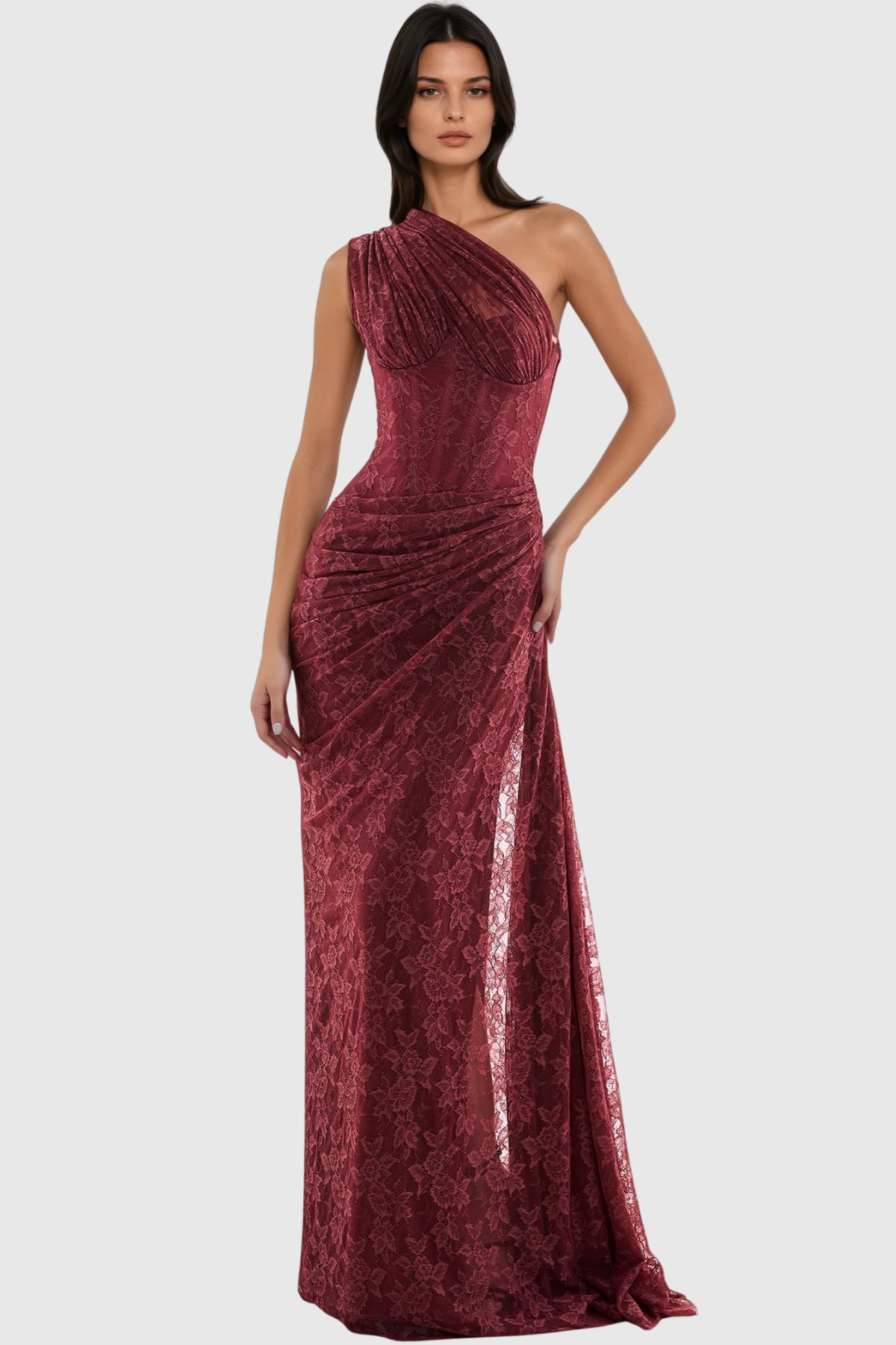 Faron One Shoulder Corset Lace Maxi Dress