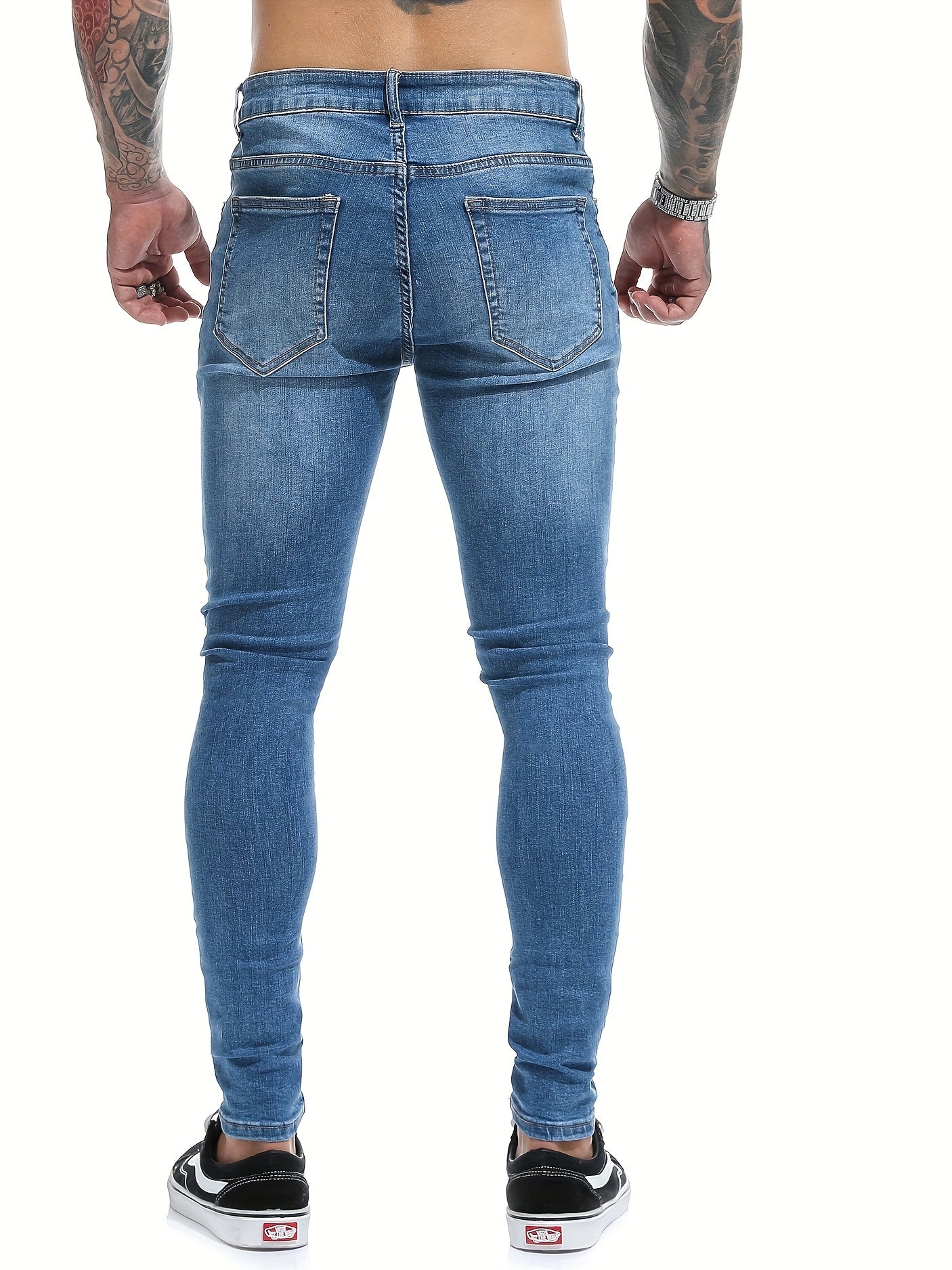 Men's Super Tight High Stretch Ripped Jeans