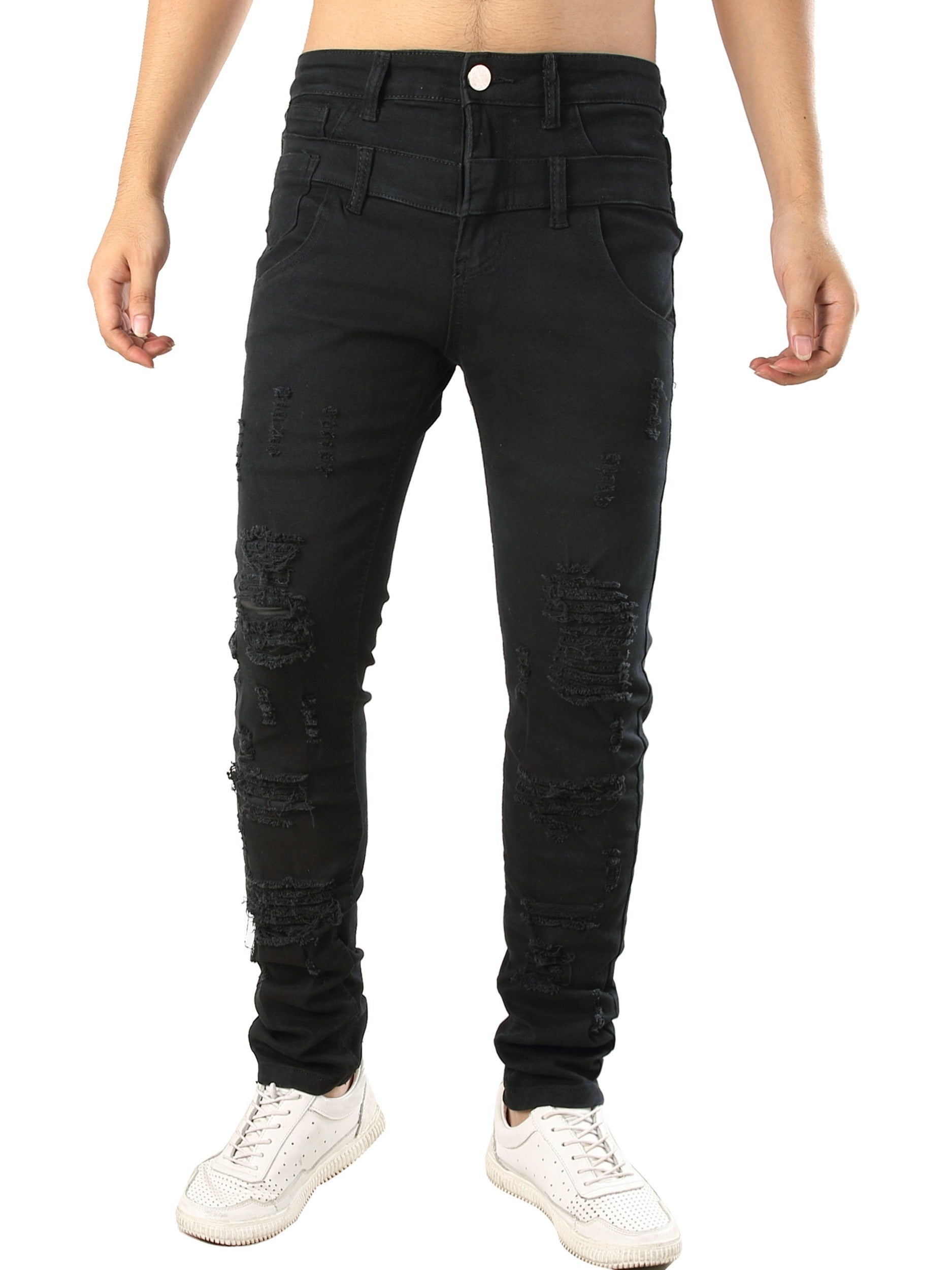 Tight Jeans with Holes Men's Slim And Tight Jeans With Holes In The Top