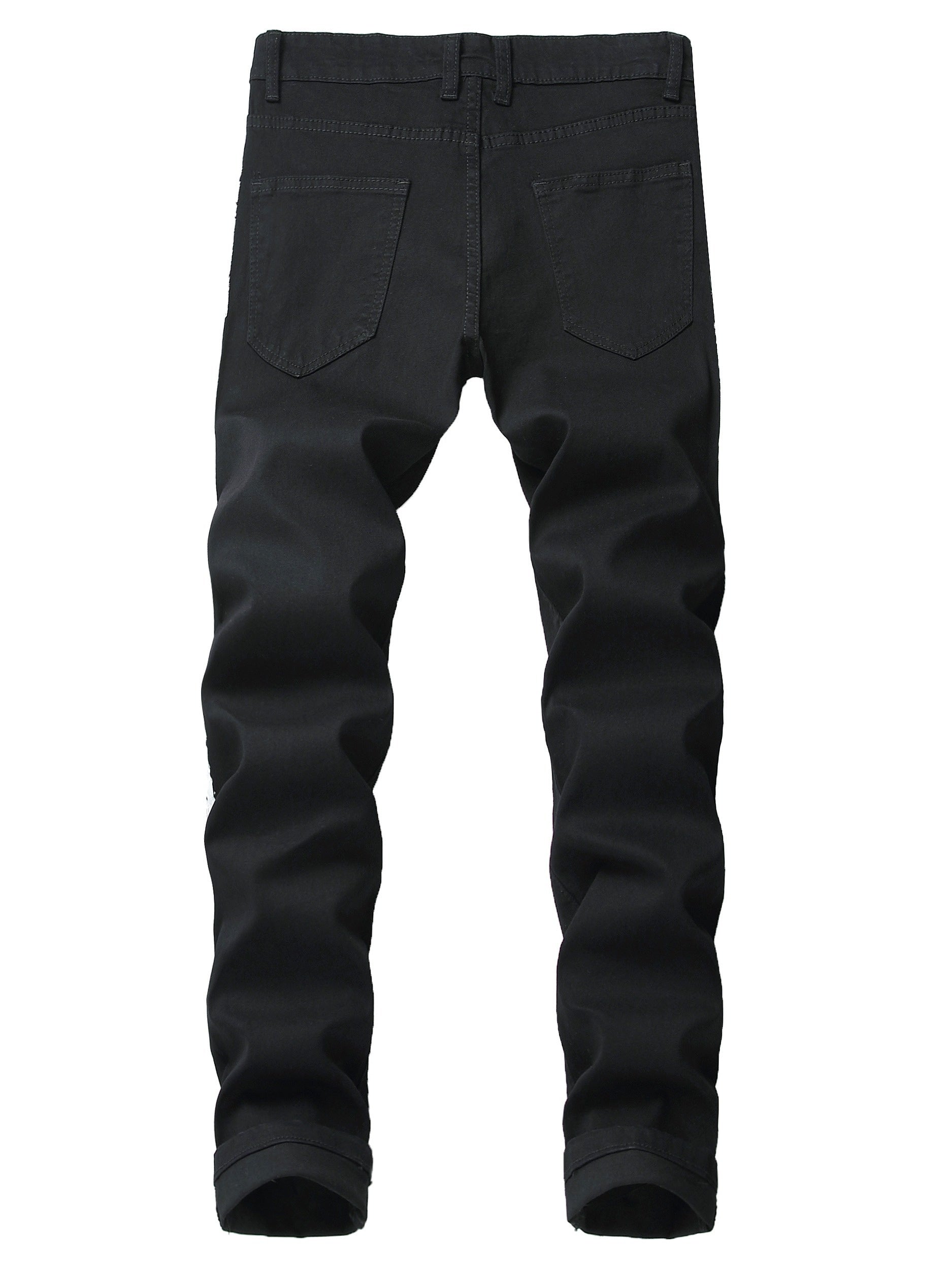 Stylish Black Slim-Fit Jeans for Men - Striped Print, Comfortable, Versatile Trousers with Classic Design - B5202-1