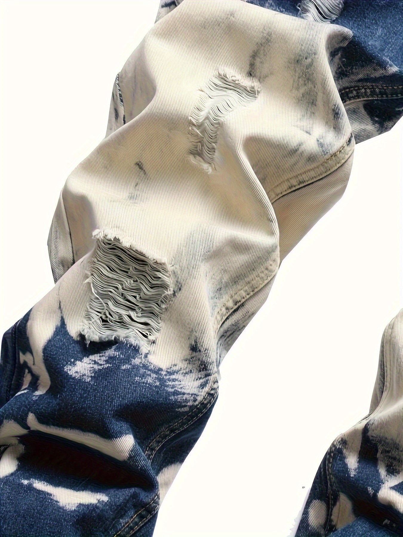 2 Torn Blue Ripped Slim Fit Jeans - Ultra-Slim, Artfully Distressed, Hip Hop Designer Fashion for Men - Vibrant Blue, Comfortable Pants for Everyday Wear