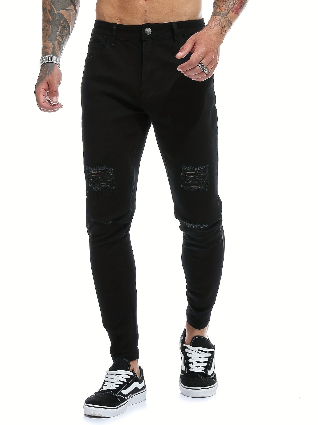 Men's Super Tight High Stretch Ripped Jeans