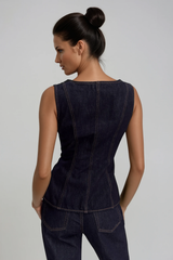 Dorkas Embellished Denim Pants Set
