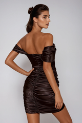 Donalda Off Shoulder Corset Mini Dress In Black