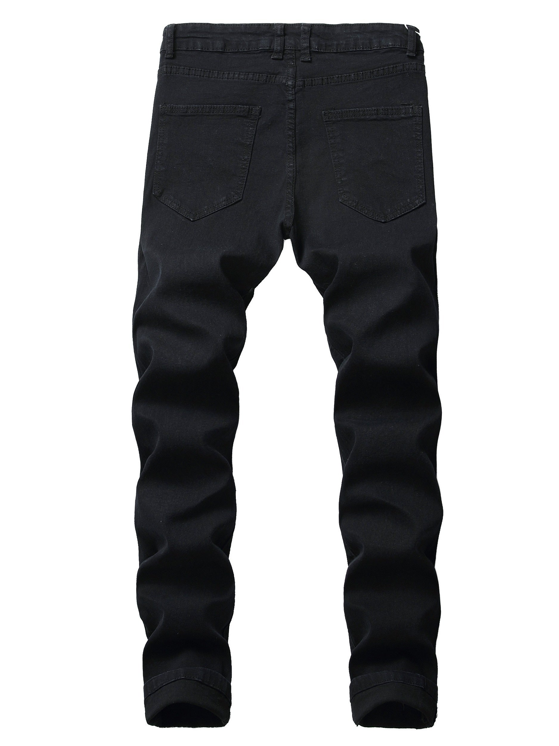 Men's Stretch Skinny Ripped Jeans, Black Embroider Fashionable Slim Fit  Jeans Pants for Men (1899)
