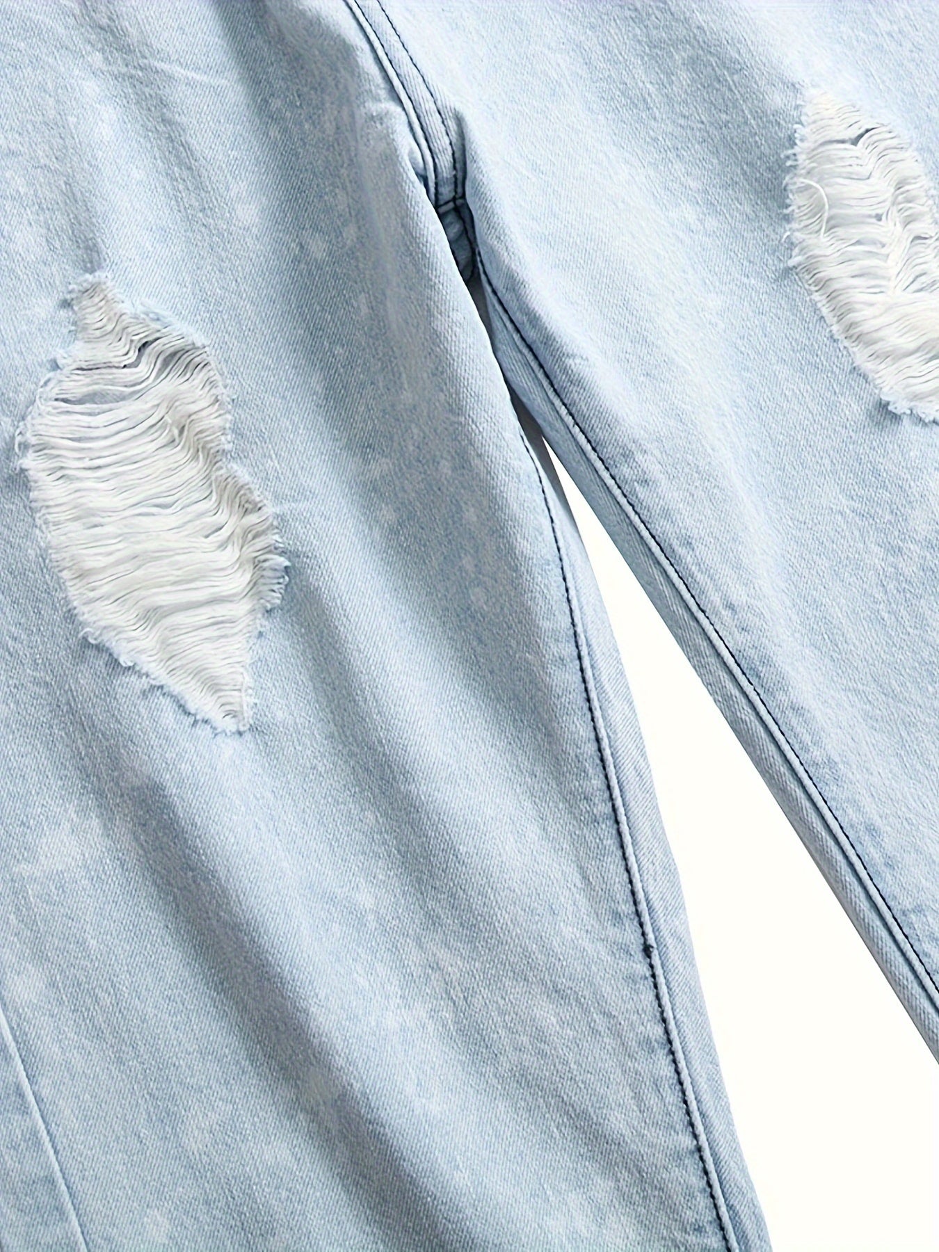 Men wear ripped light blue jeans