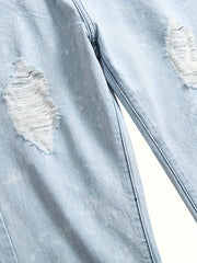 Men wear ripped light blue jeans