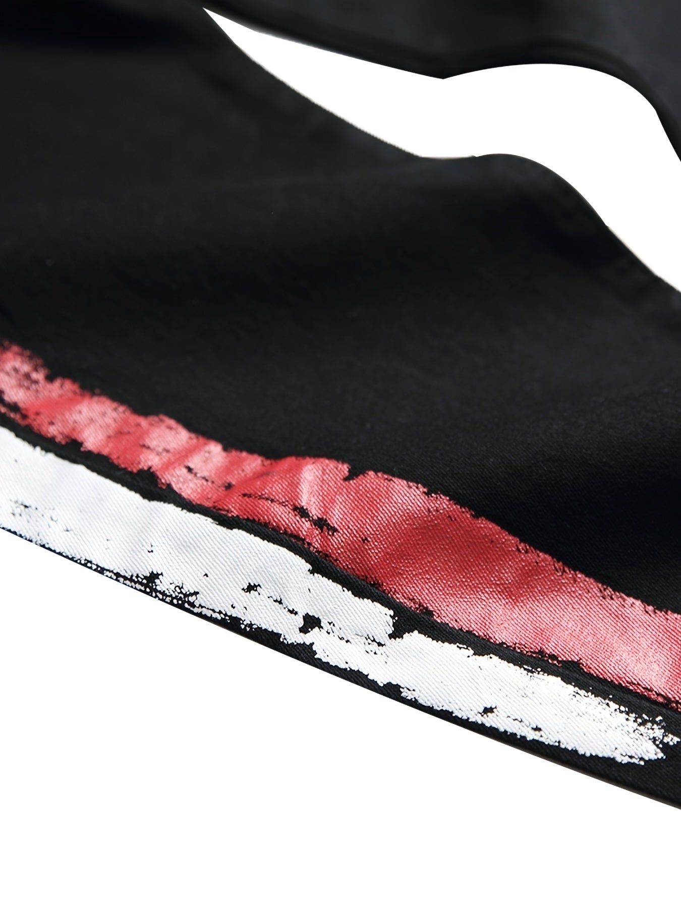 Men's stretch black jeans with striped webbing