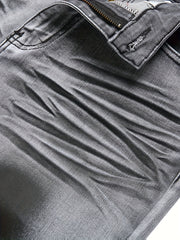 Men's Slim-Fit Gray Coated Denim Jeans - Stretch Print, Street Style, Machine Washable, Mid-Rise, All-Season Wear