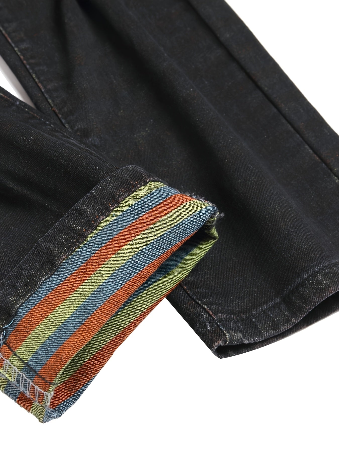 Men'S Black Jeans; Ripped Jeans; Multi-color Large Ripped Denim Trousers; Orange; Yellow; Blue Ripped Jeans